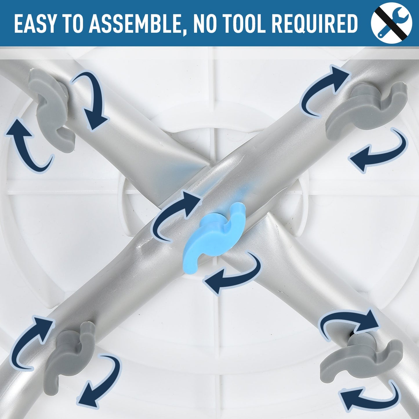 Aluminium 360Â°Swivel Shower Stool â€“ Blue & White