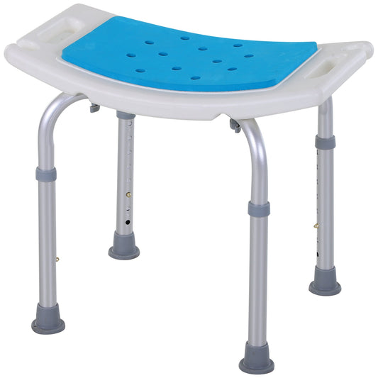 Adjustable Aluminium Bath Stool Shower Non-Slip w/ Shower Hole Blue
