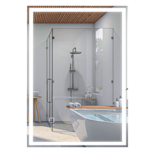 70 x 50cm LED Bathroom Mirror with Lights Dimmable Makeup Mirror Vanity Mirror with 3 Colour Smart Touch AntiFog