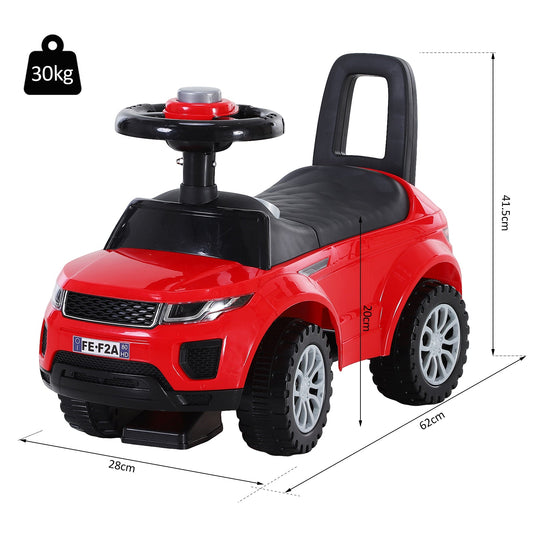 3-in-1 Ride-On Car Walker Stroller Push-Along w/ Horn Wheel & Under Seat Storage Red