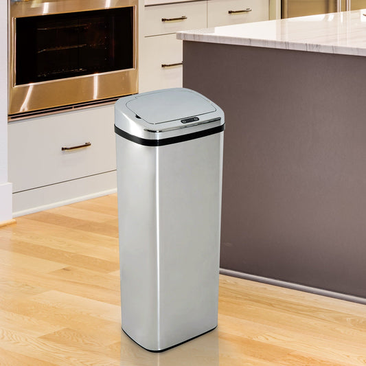 50L Motion Sensor ABS Rubbish Bin Siler/Black