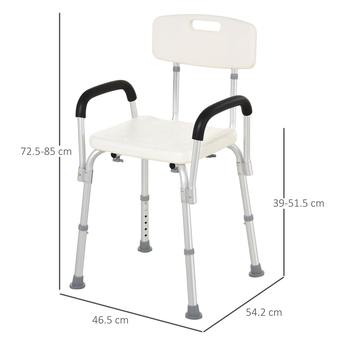 Adjustable Shower Bench with Adjustable Back and Armrest