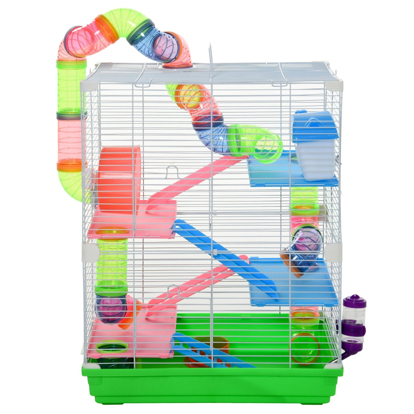 5 Tier Hamster Cage Carrier Habitat Small Animal House w/ Exercise Wheels Tunnel