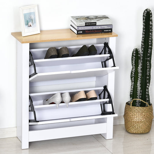 Particle Board 12-Pair Shoe Storage Cabinet White