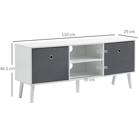 TV Cabinet Stand Unit for TVs up to 50'' Flat Screen with Foldable Drawers and Shelves, Entertainment Center for Living Room, Bedroom