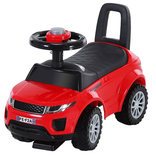 3-in-1 Ride-On Car Walker Stroller Push-Along w/ Horn Wheel & Under Seat Storage Red