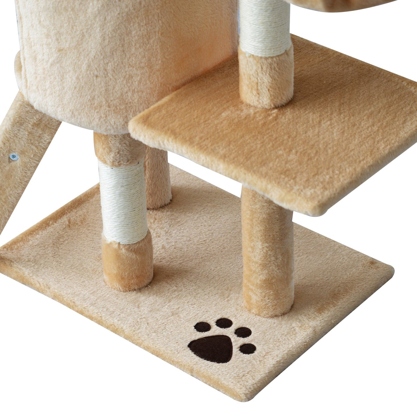 Cat Scratching Post 5-tier Tall Beige Condo Kitty Activity Centre Scratcher Climbing Tree with Toys Beige