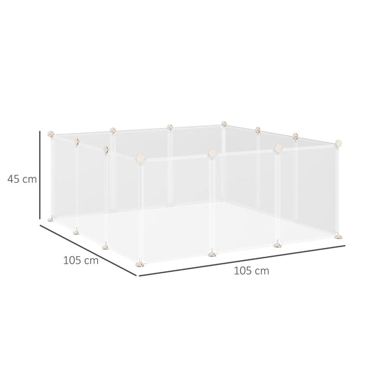 Pet Playpen DIY Small Animal Cage Open Enclosure Portable Plastic Fence 12 Panels for Kitten Bunny Chinchilla Guinea Pig White