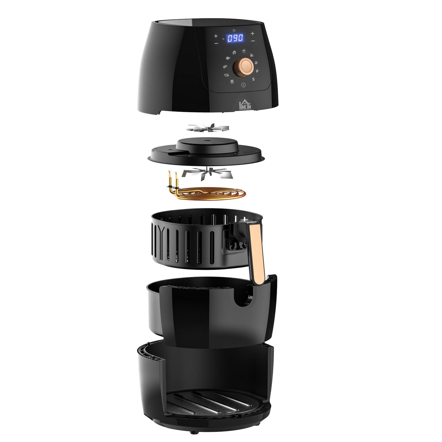 Air Fryer 1700W 5.5L w/ Digital Display Adjustable Temperature Nonstick Basket