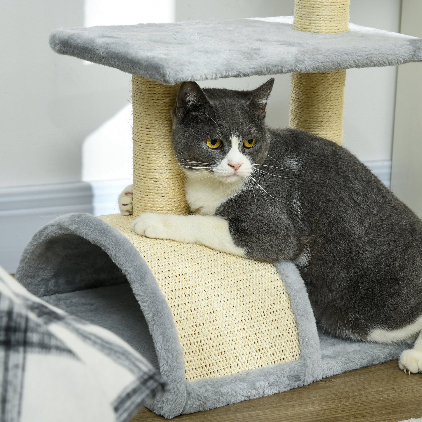 72cm Cat Tree with Scratching Post Pad for Indoor Cats Light Grey