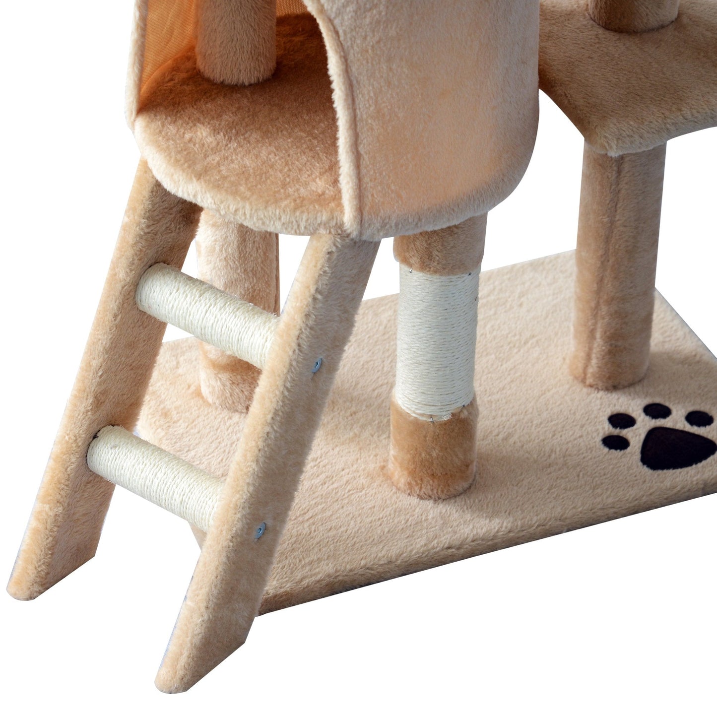 Cat Scratching Post 5-tier Tall Beige Condo Kitty Activity Centre Scratcher Climbing Tree with Toys Beige