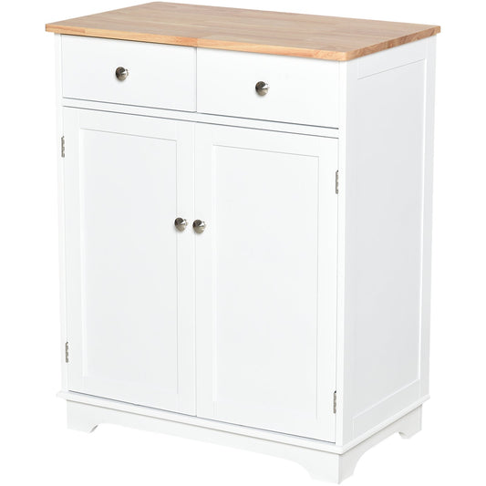 MDF 2-Drawer Double Door Kitchen Cabinet White