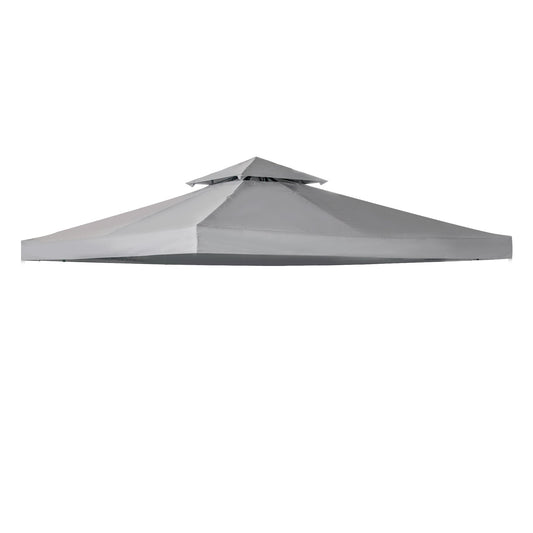 3(m) Gazebo Top Cover Double Tier Canopy Replacement Pavilion Roof Light Grey