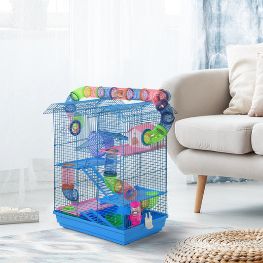 Hamster Metal 5-Tier Cage w/ Tunnels Blue