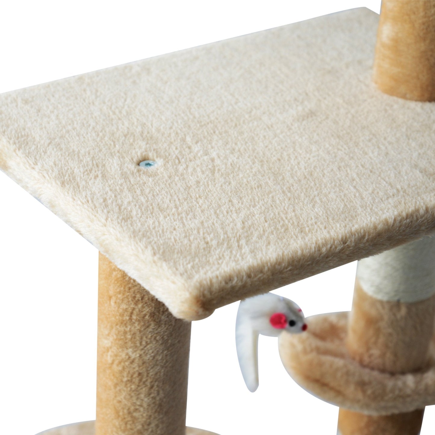Cat Scratching Post 5-tier Tall Beige Condo Kitty Activity Centre Scratcher Climbing Tree with Toys Beige