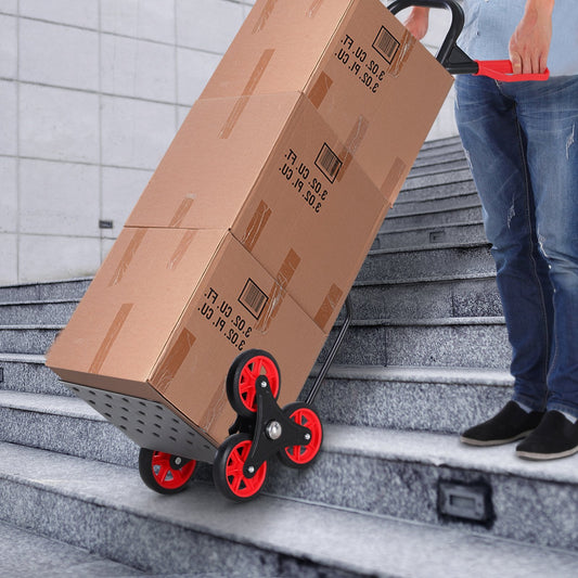Steel Climbing Handling Trolley w/Hand Trucks 6-Wheels Load Cart 150kg