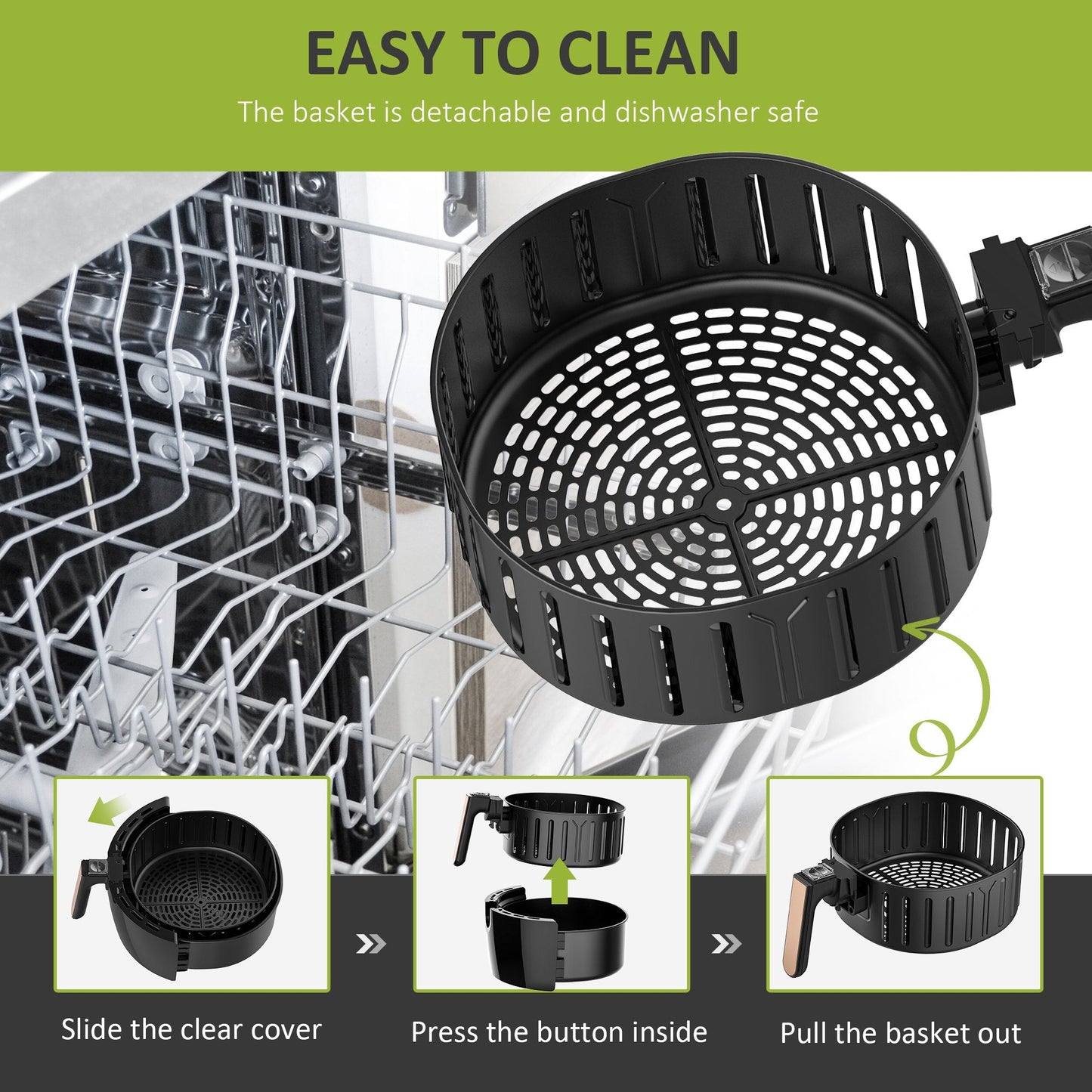 Air Fryer 1700W 5.5L w/ Digital Display Adjustable Temperature Nonstick Basket