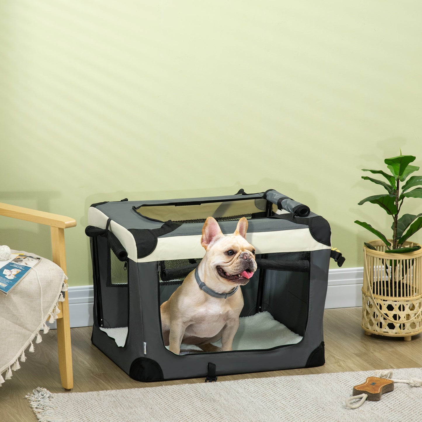70cm Foldable Pet Carrier, Dog Cage, Portable Cat Carrier, Cat Bag, Grey