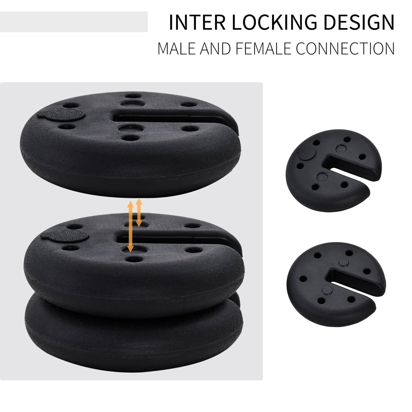 4 Pcs Gazebo Weighted Base Set, HDPE-Black