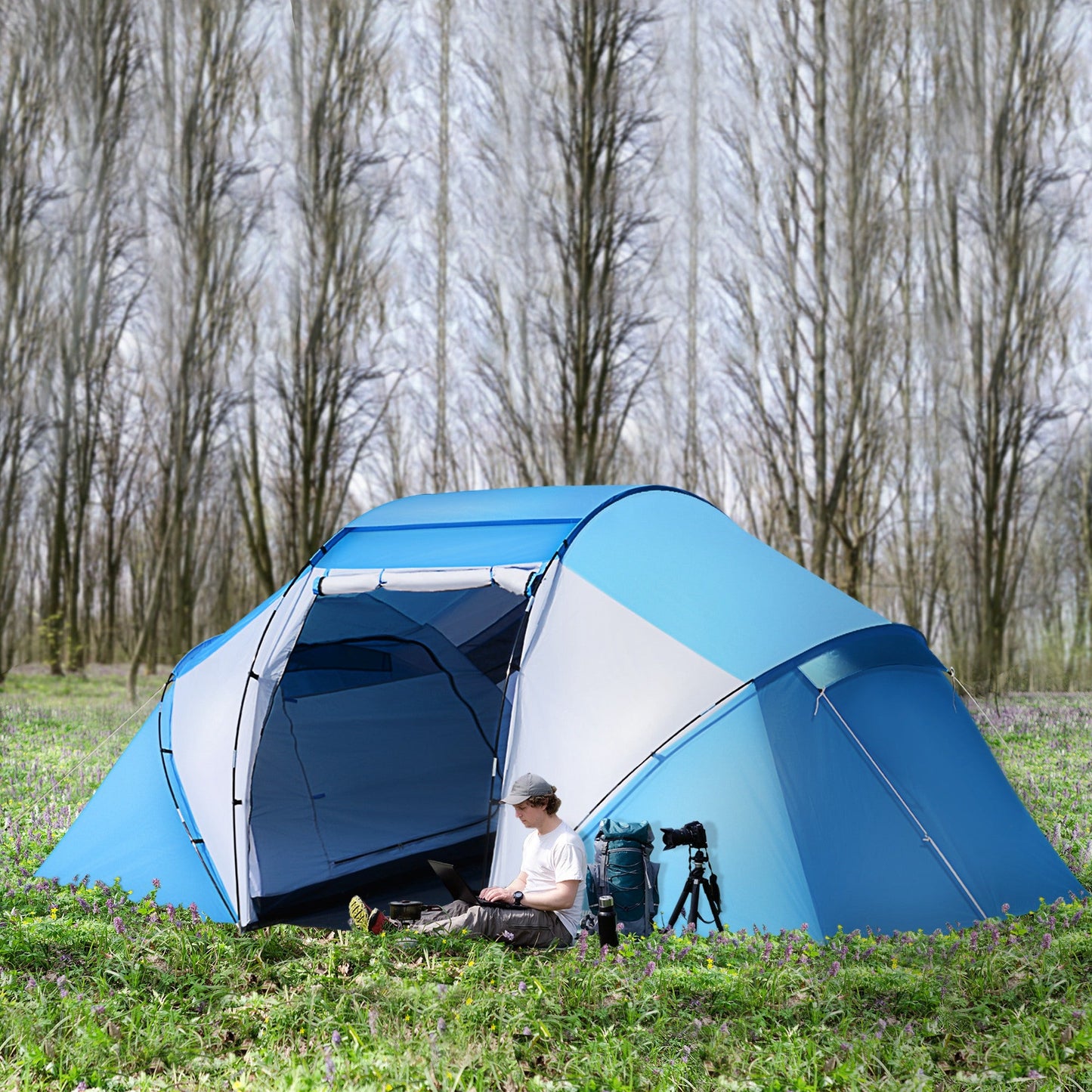 460Lx230Wx195H cm Shelter-Blue/White