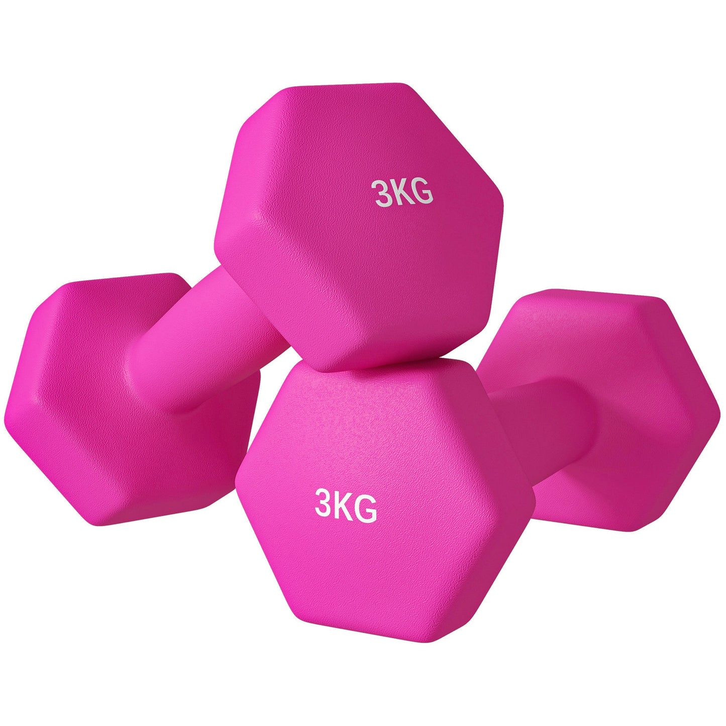 2 x 3kg Hexagonal Dumbbells Weights Set with Non-Slip Grip for Home Gym Workout, Pink