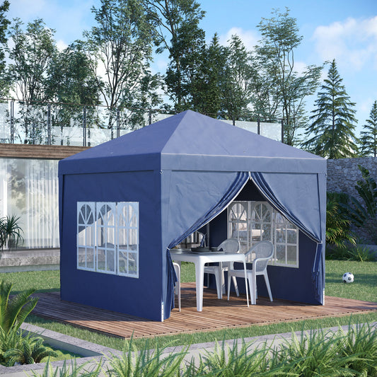 3 x 3m Pop-Up Outdoor Gazebo, with Removable Walls - Blue