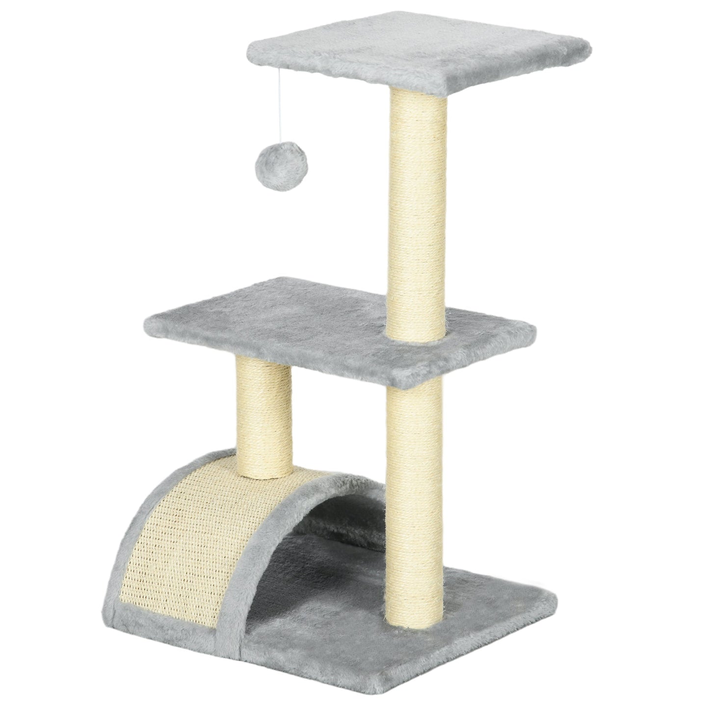 72cm Cat Tree with Scratching Post Pad for Indoor Cats Light Grey