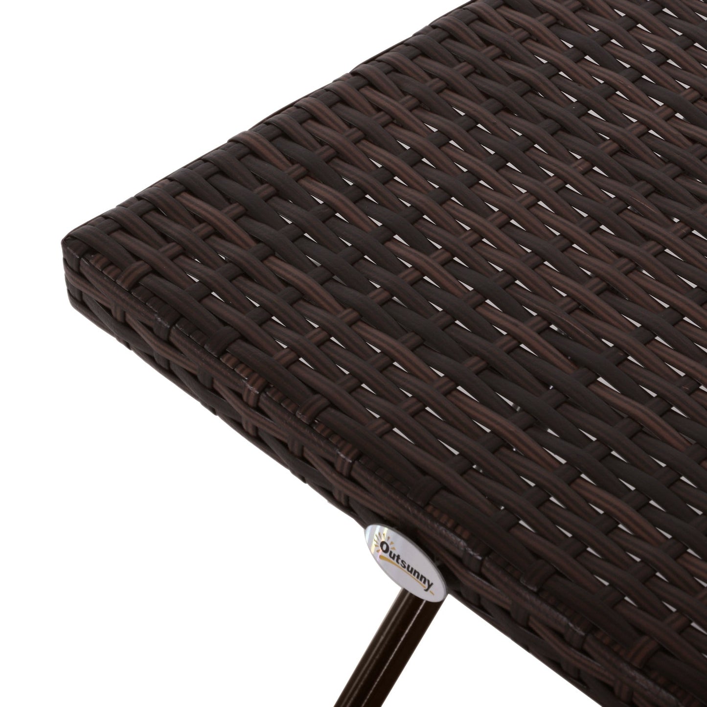 Folding Square Rattan Coffee Table, Steel Frame, 40Lx40Wx40H cm-Brown
