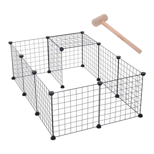 Modular Pet Playpen Metal Wire, 106Lx73Wx36Hcm-Black