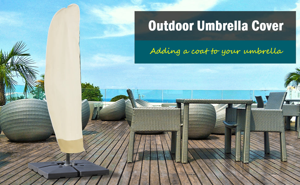 Waterproof Parasol Cover Deluxe Patio Furniture Market Banana Umbrella Cantilever Protector Rain Dust Protective w/Zip