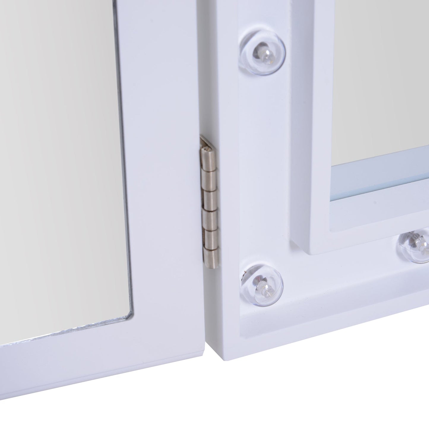 MDF Tri-Fold LED Vanity Mirror w/ 16 Spotlights White