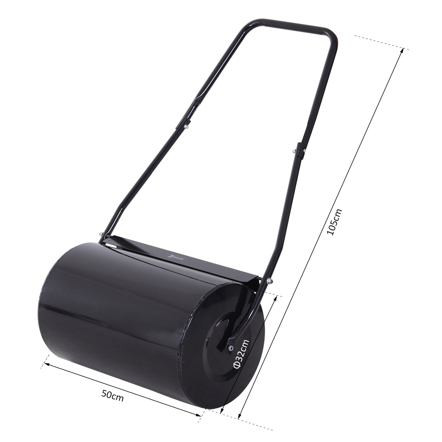 Lawn Roller, Steel, 50Lx32Wx105H cm-Black