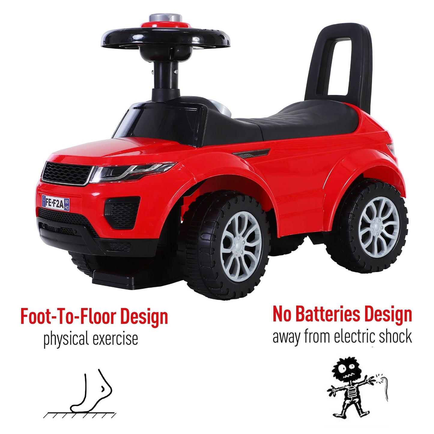 3-in-1 Ride-On Car Walker Stroller Push-Along w/ Horn Wheel & Under Seat Storage Red