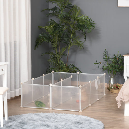 Pet Playpen DIY Small Animal Cage Open Enclosure Portable Plastic Fence 12 Panels for Kitten Bunny Chinchilla Guinea Pig White