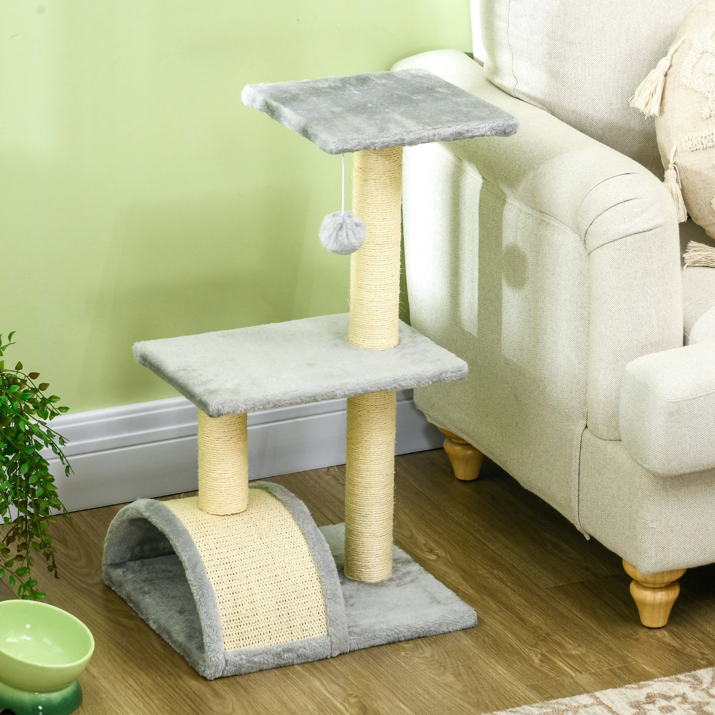72cm Cat Tree with Scratching Post Pad for Indoor Cats Light Grey