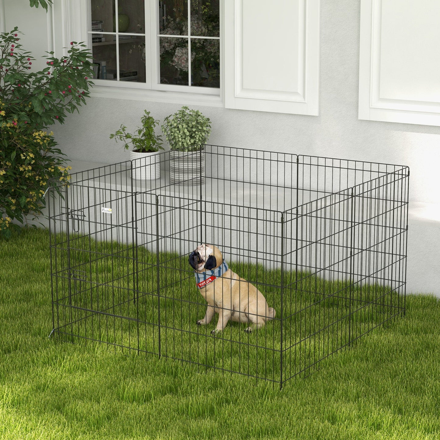 8 Panel DIY Dog Pen with Door for Dogs, Small Animals, Indoor/Outdoor Use, 76cm High