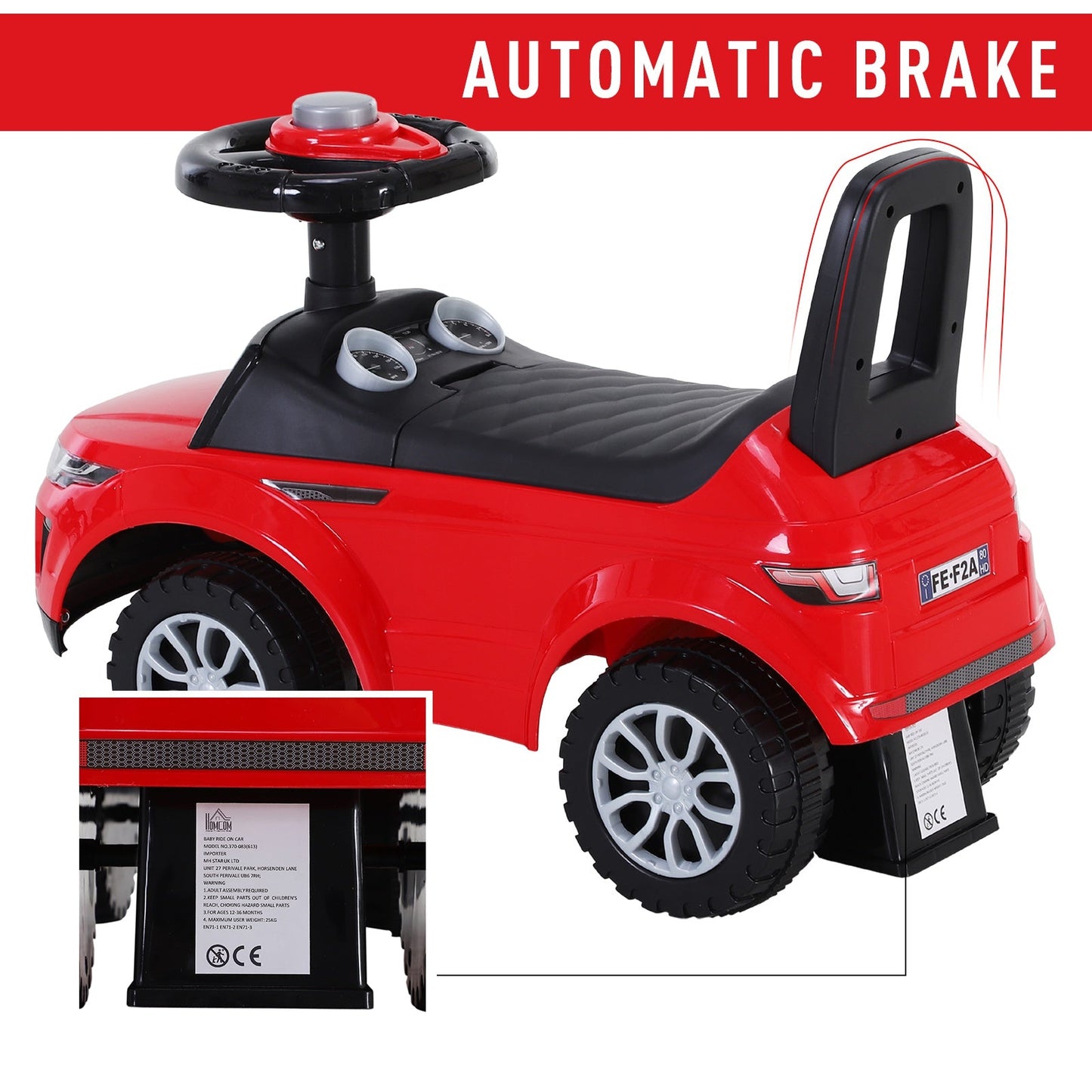 3-in-1 Ride-On Car Walker Stroller Push-Along w/ Horn Wheel & Under Seat Storage Red