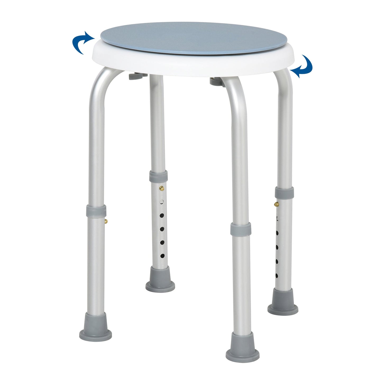 Aluminium 360Â°Swivel Shower Stool â€“ Blue & White