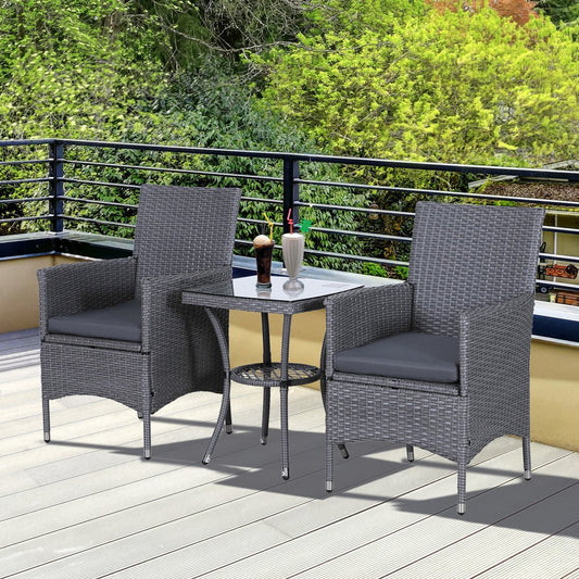 3pc Rattan Coffee Table Set-Grey