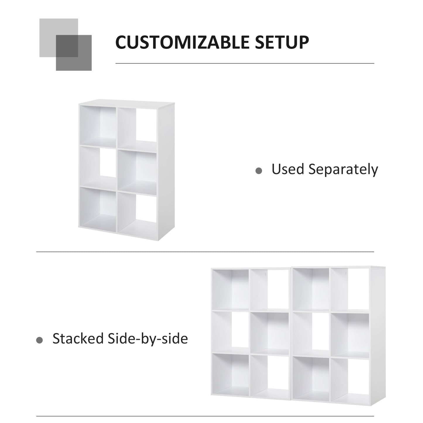 6 Cubes Shelving Cabinet, Particle Board-White