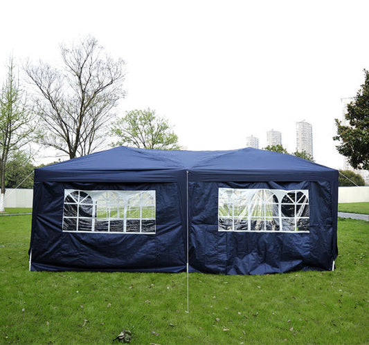 3 x 6m Garden Heavy Duty Water Resistant Pop Up Gazebo Marquee Party Tent Wedding Canopy Awning-Blue