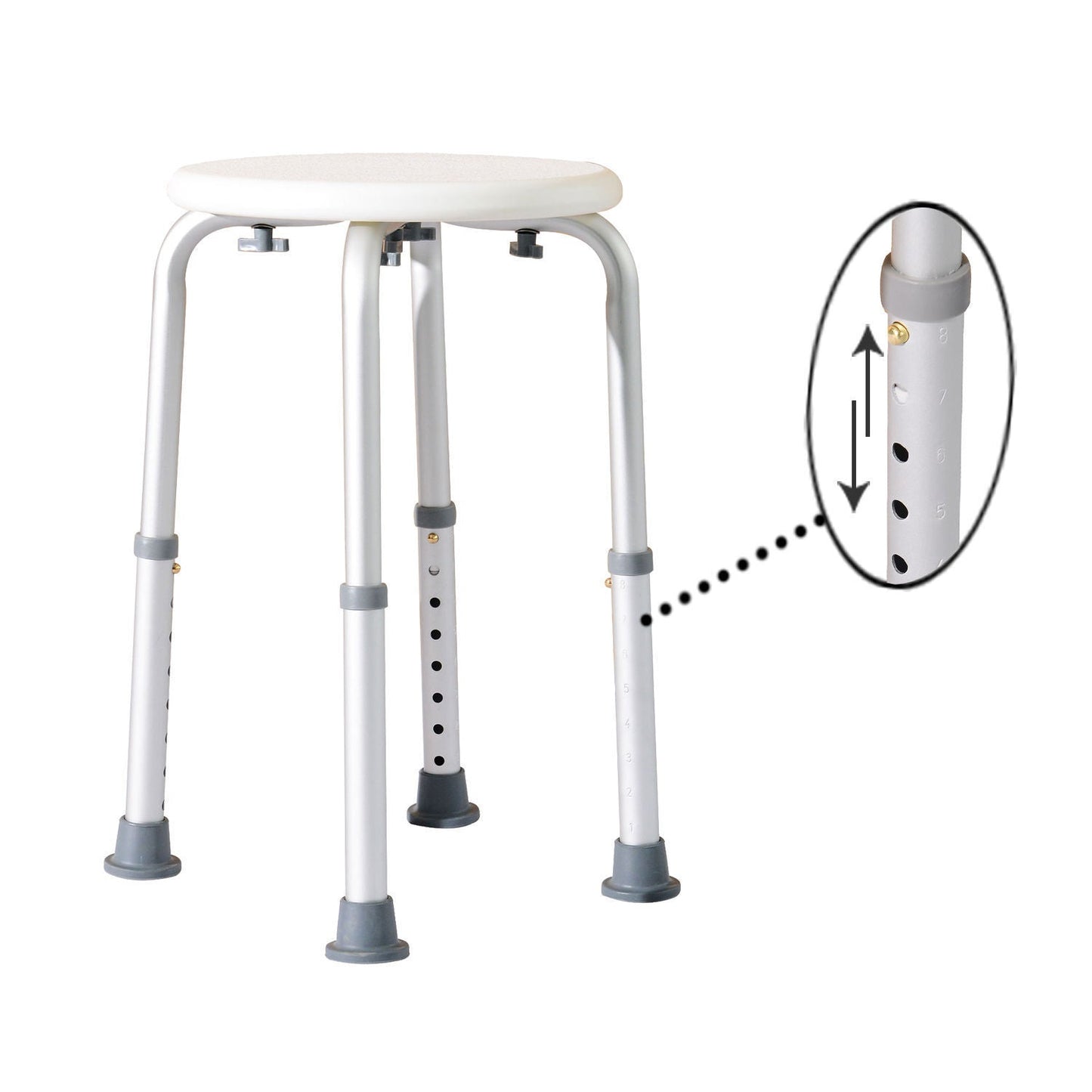 Adjustable Non-Slip Shower and Bath Stool,  32.5Wx41Dx35.5-54H cm-Cream White