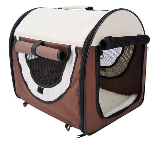 Folding Fabric Soft Pet Crate, 46Lx36Wx41H cm-Brown
