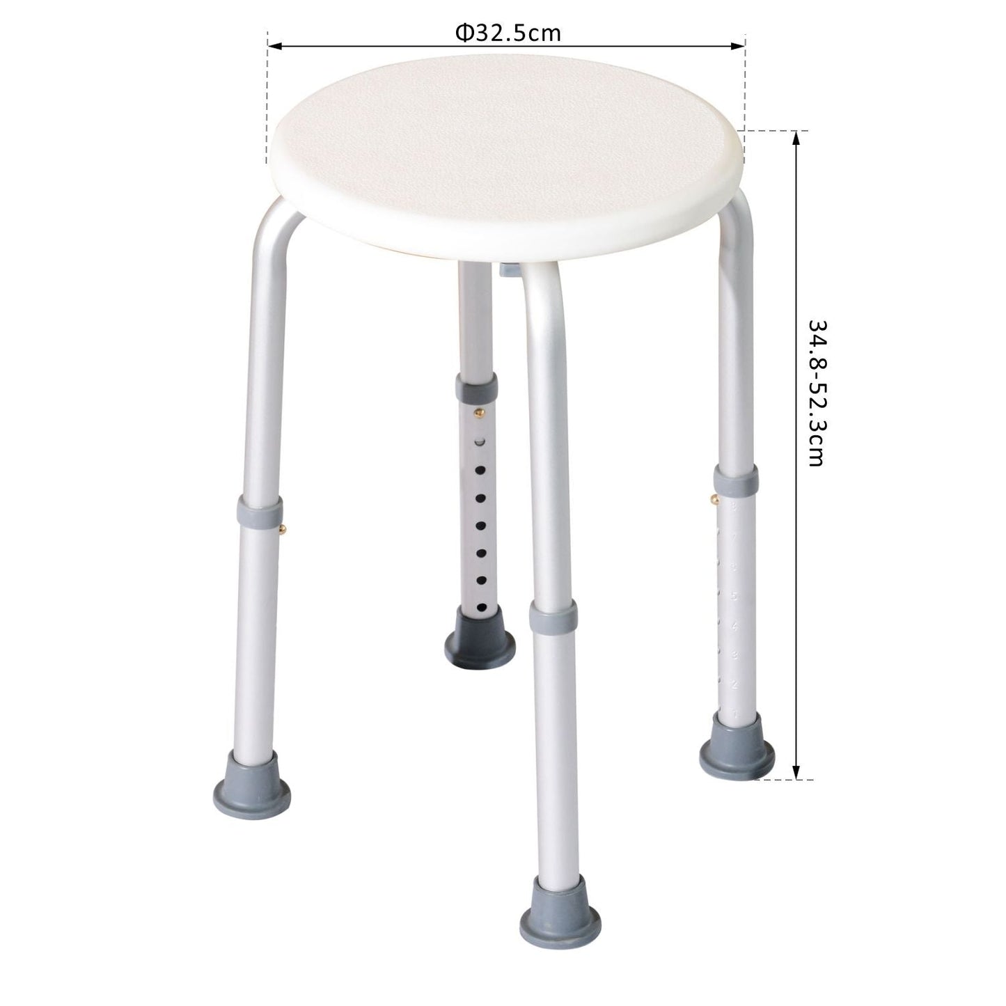 Adjustable Non-Slip Shower and Bath Stool,  32.5Wx41Dx35.5-54H cm-Cream White