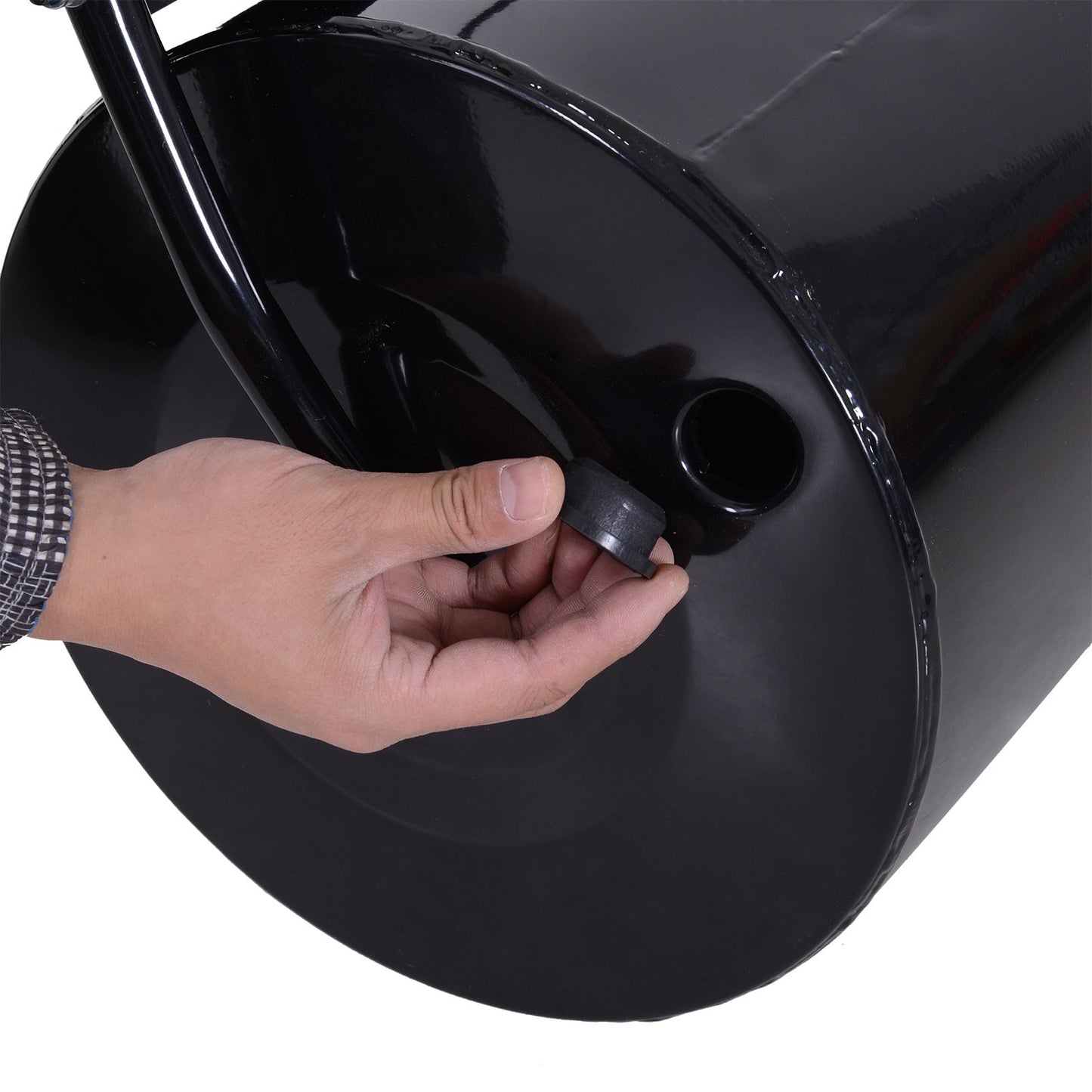 Lawn Roller, Steel, 50Lx32Wx105H cm-Black