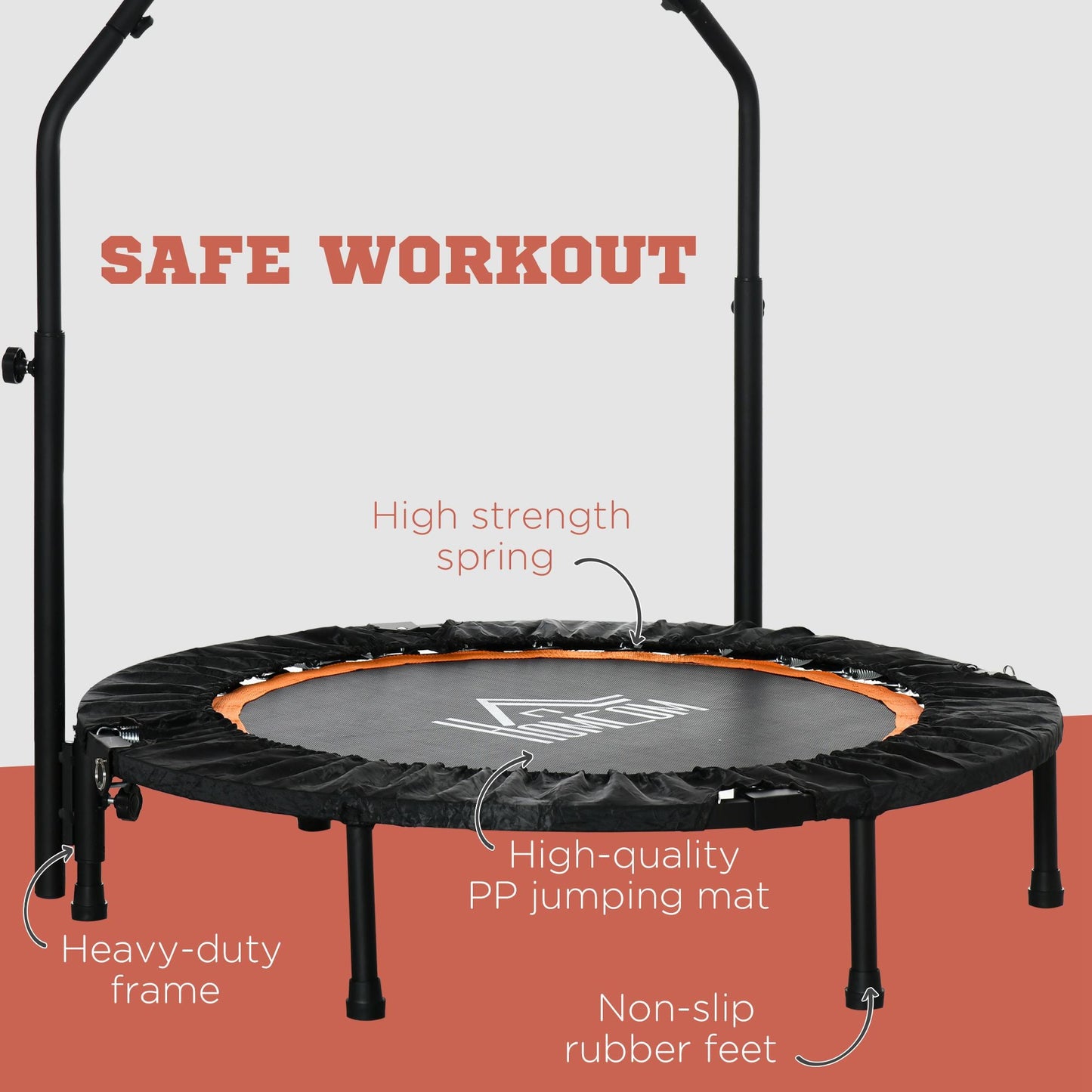 40'' Foldable Mini Trampoline, Fitness Trampoline, Rebounder for Adults