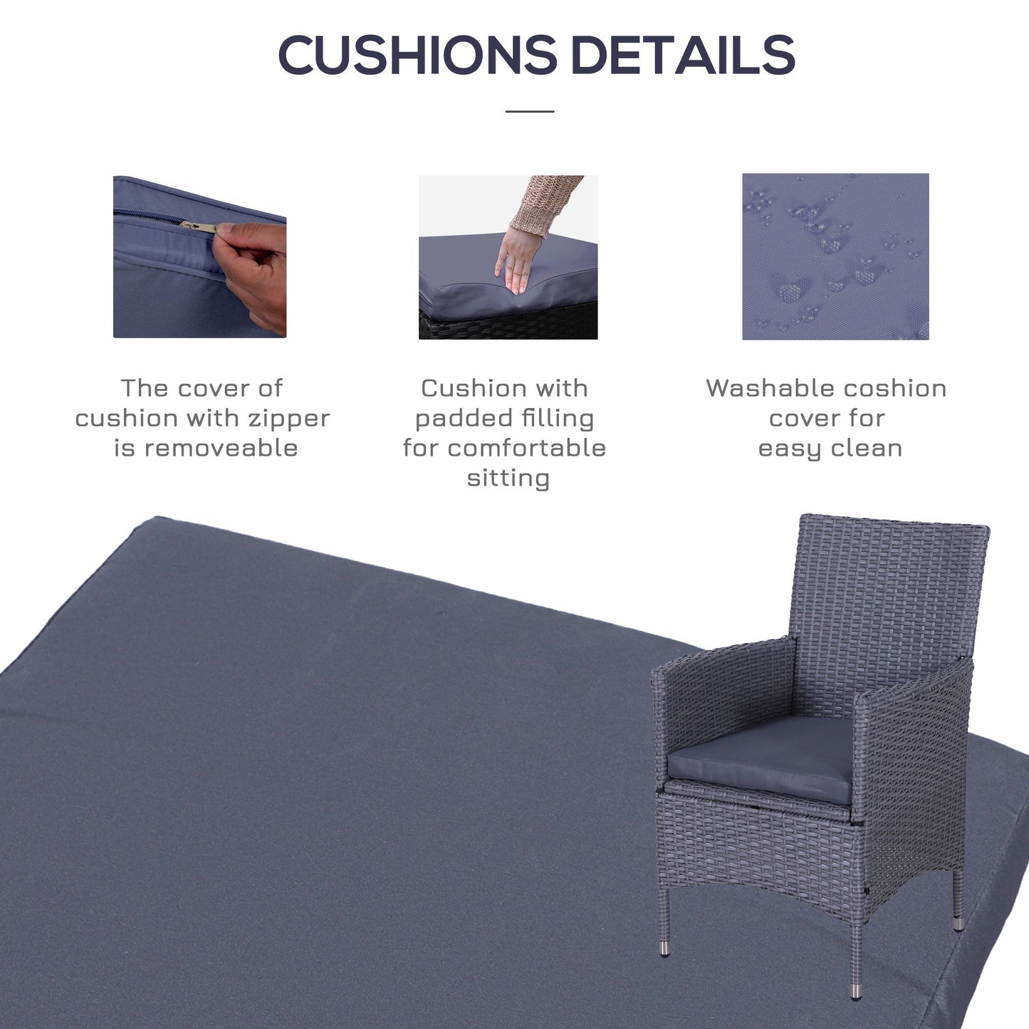 3pc Rattan Coffee Table Set-Grey