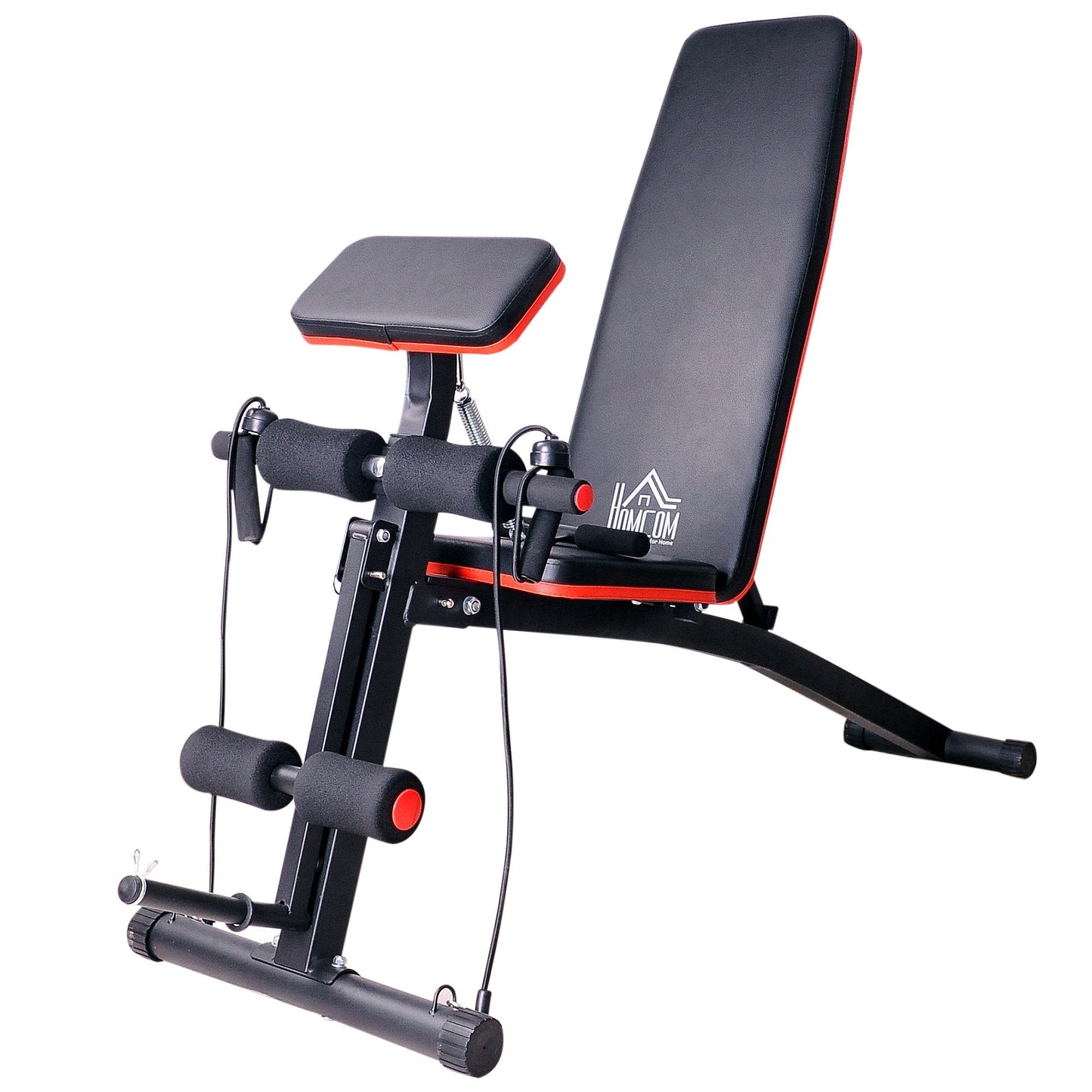 Foldable Exercise Bench, 6 Levels Adjustment-Black/Red