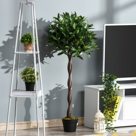 Set of 2 Artificial Topiary Bay Laurel Ball Trees in Pot Indoor Outdoor, 120cm