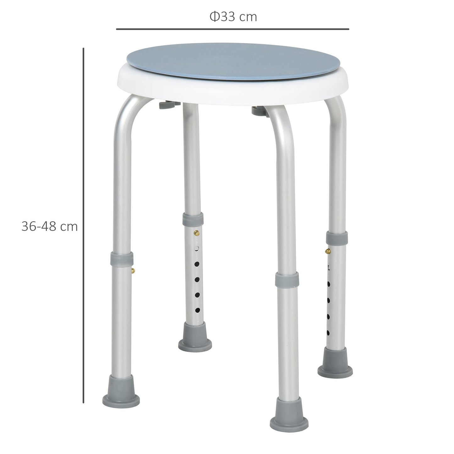 Aluminium 360Â°Swivel Shower Stool â€“ Blue & White